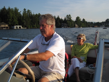 boatride Lake Placid boat ride, Peter Sellers and Sara Foster