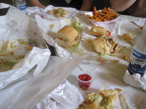 aftermathpoboys po-boy aftermath...a few sweet potato fries survived
