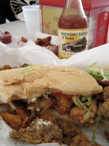 parkwaypoboy Parkway Bakery and Tavern Shrimp and Erster po-boy, dressed