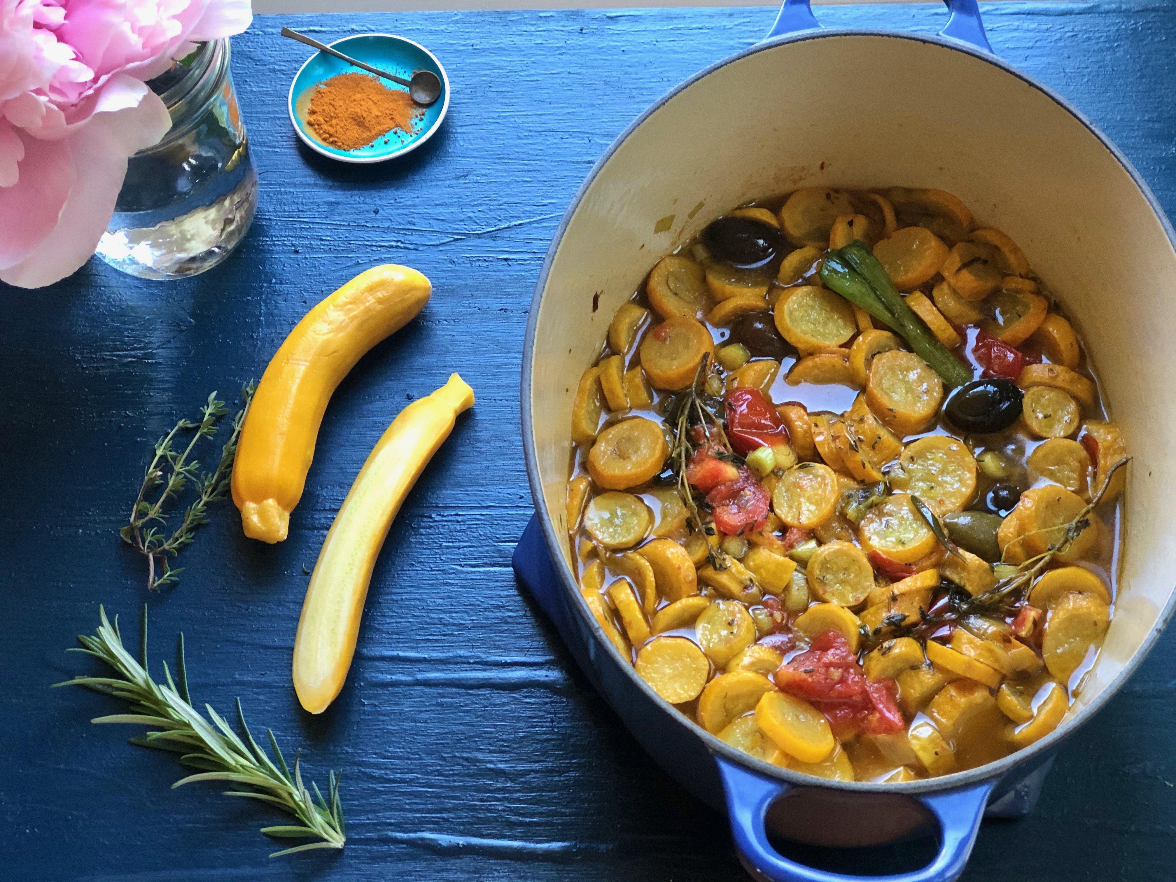 Featured image for “Summer Squash Confit with Lemon and Garlic”